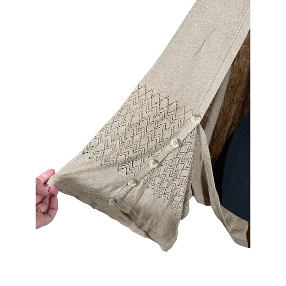 Soft Surroundings Linen Blend Beige Open Front Cardigan Sweaters Size Large - Picture 2 of 8